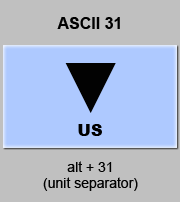 codigo ascii 31 - Separador de unidades 