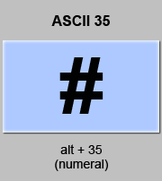 codigo ascii 35 - Signo numeral o almohadilla 
