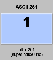 codigo ascii 251 - Superíndice uno 