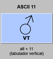 codigo ascii 11 - Tabulador vertical 